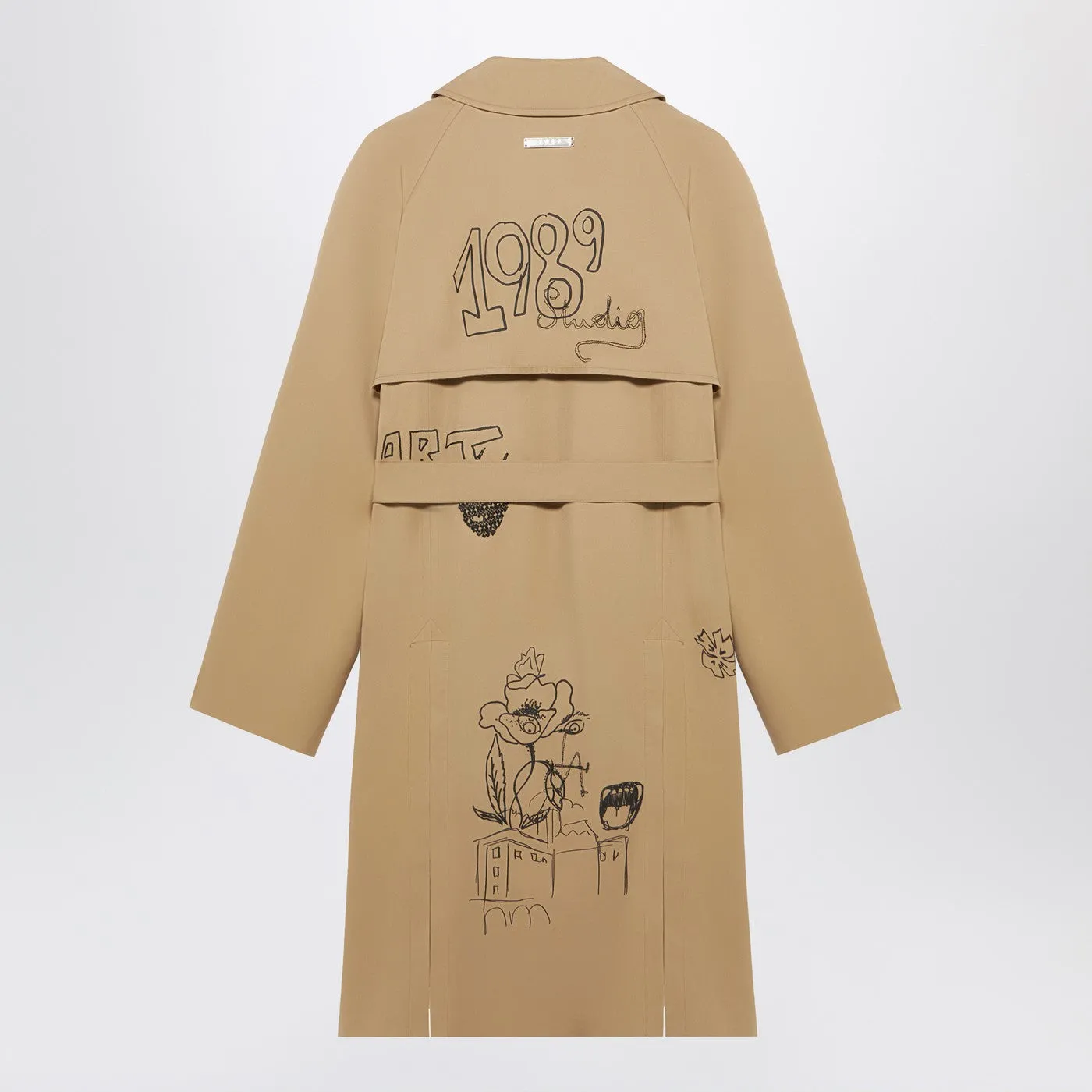 1989 Studio Embroidered Trench Scribble