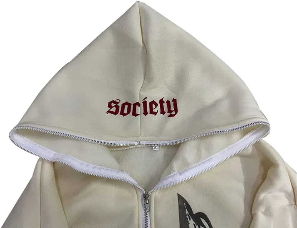 2023 Punk Jackets Streetwear Goth Oversized Zip Up Hoodie Men Women Rhinestone Y2K Spider Skeleton Hoodies