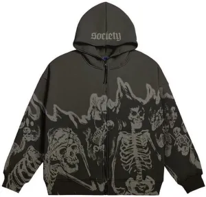 2023 Punk Jackets Streetwear Goth Oversized Zip Up Hoodie Men Women Rhinestone Y2K Spider Skeleton Hoodies