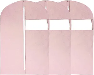 3 Pcs Garment Bags for Hanging Clothes, Suit Bags for Closet Storage Clothes Cover for Clothes, Jackets, Shirts Cotton and Linen Fabrics(Pink,60x90cm/24x35in)