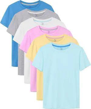 6 Pack Girls Shirts Cotton Short Sleeve T-Shirts for Girls Kids Tees Summer Tops Clothes