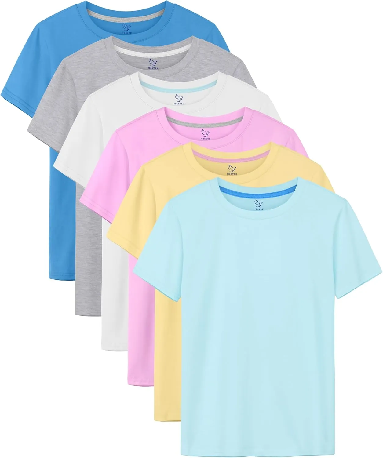 6 Pack Girls Shirts Cotton Short Sleeve T-Shirts for Girls Kids Tees Summer Tops Clothes