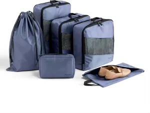 6 Set Compression Packing Cubes for Suitcases, Space-Saving Packing Cubes for Travel, Durable Suitcase Organizer Bags Set for Travel Essentials, Double Zipper Compression Packing Cubes, Purple