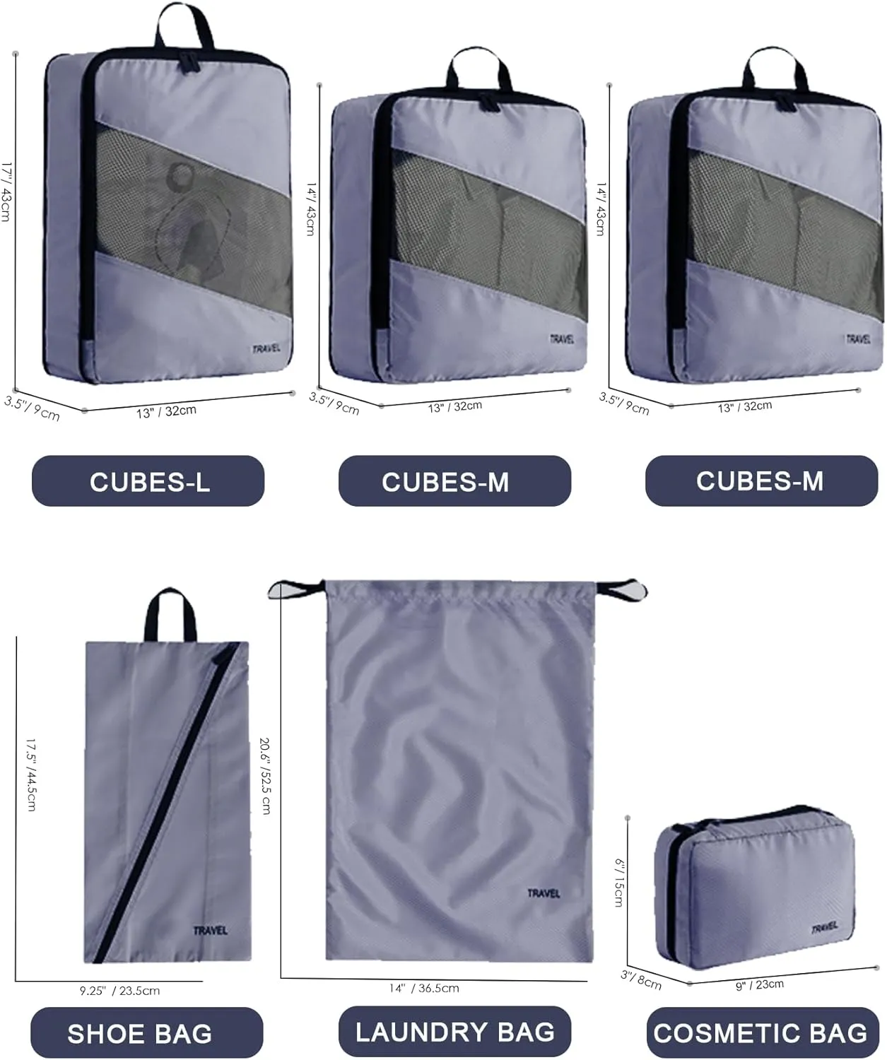 6 Set Compression Packing Cubes for Suitcases, Space-Saving Packing Cubes for Travel, Durable Suitcase Organizer Bags Set for Travel Essentials, Double Zipper Compression Packing Cubes, Purple