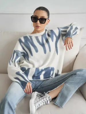 Abstract Print Knit Sweater