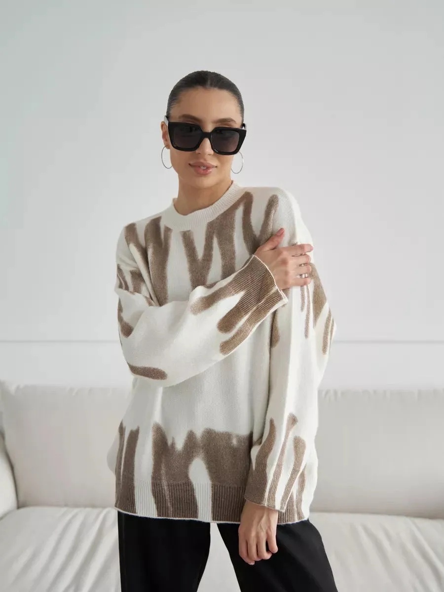 Abstract Print Knit Sweater