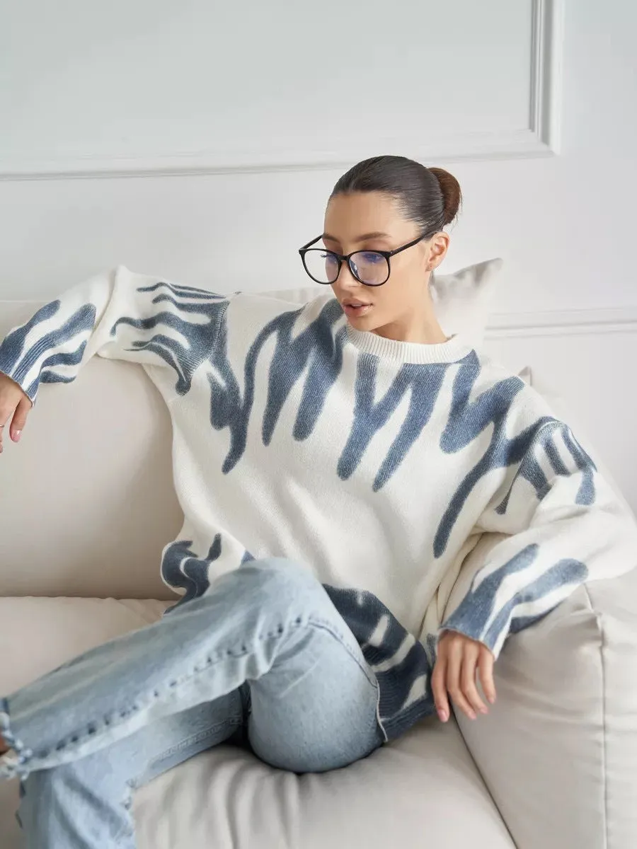 Abstract Print Knit Sweater