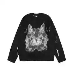 Aidase Fluffy Sweaters Men Loose Spring Autumn Outdoor All-match Korean Style Classic Normcore Prevalent O-neck Print Stylish Hip Hop
