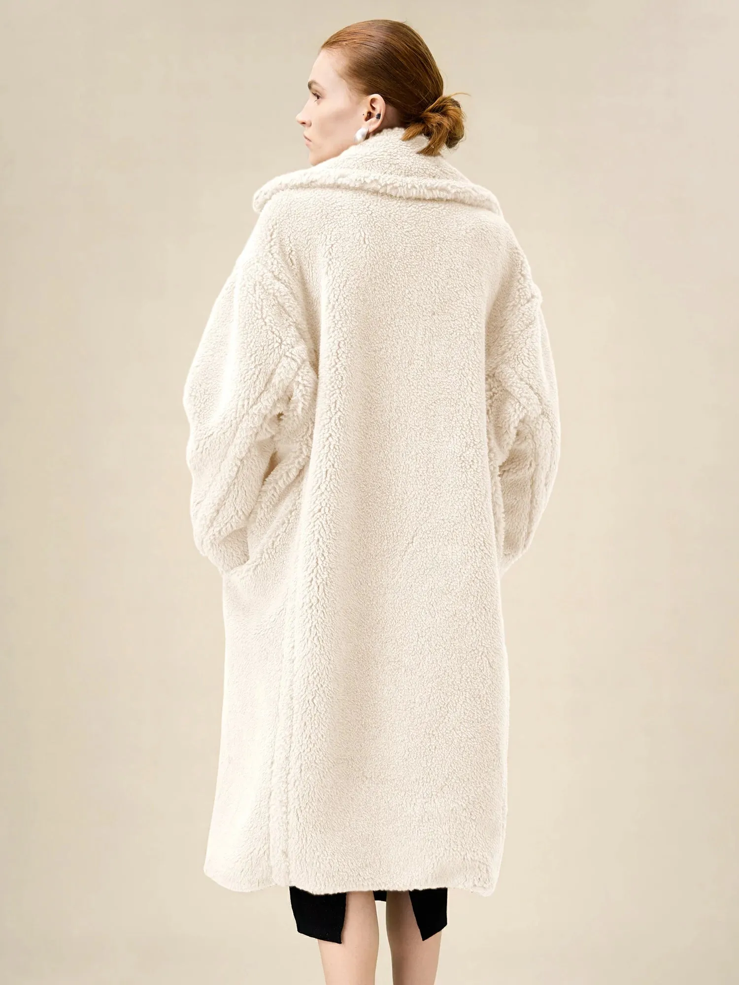 Amoretu Women's 55.4% Wool Notch Lapel Long Sleeve Plush Coat