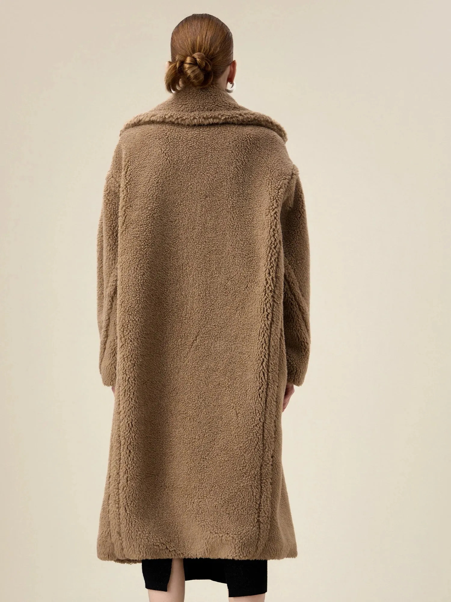 Amoretu Women's 55.4% Wool Notch Lapel Long Sleeve Plush Coat