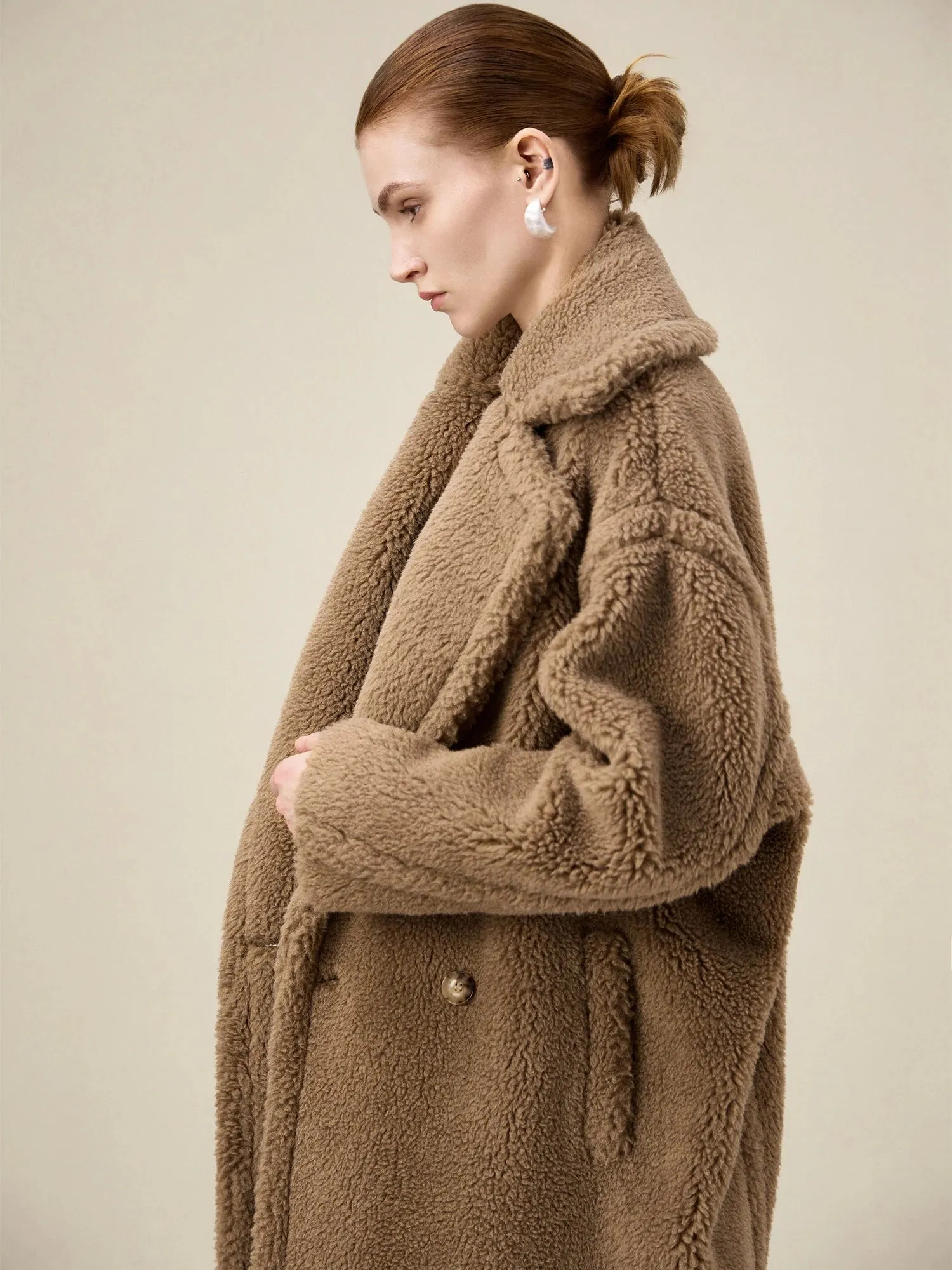 Amoretu Women's 55.4% Wool Notch Lapel Long Sleeve Plush Coat