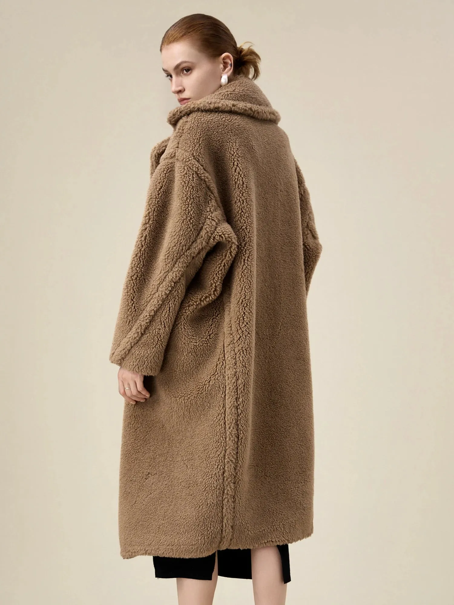 Amoretu Women's 55.4% Wool Notch Lapel Long Sleeve Plush Coat