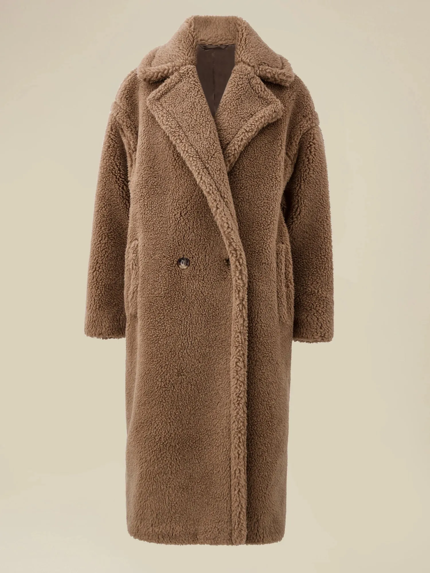 Amoretu Women's 55.4% Wool Notch Lapel Long Sleeve Plush Coat