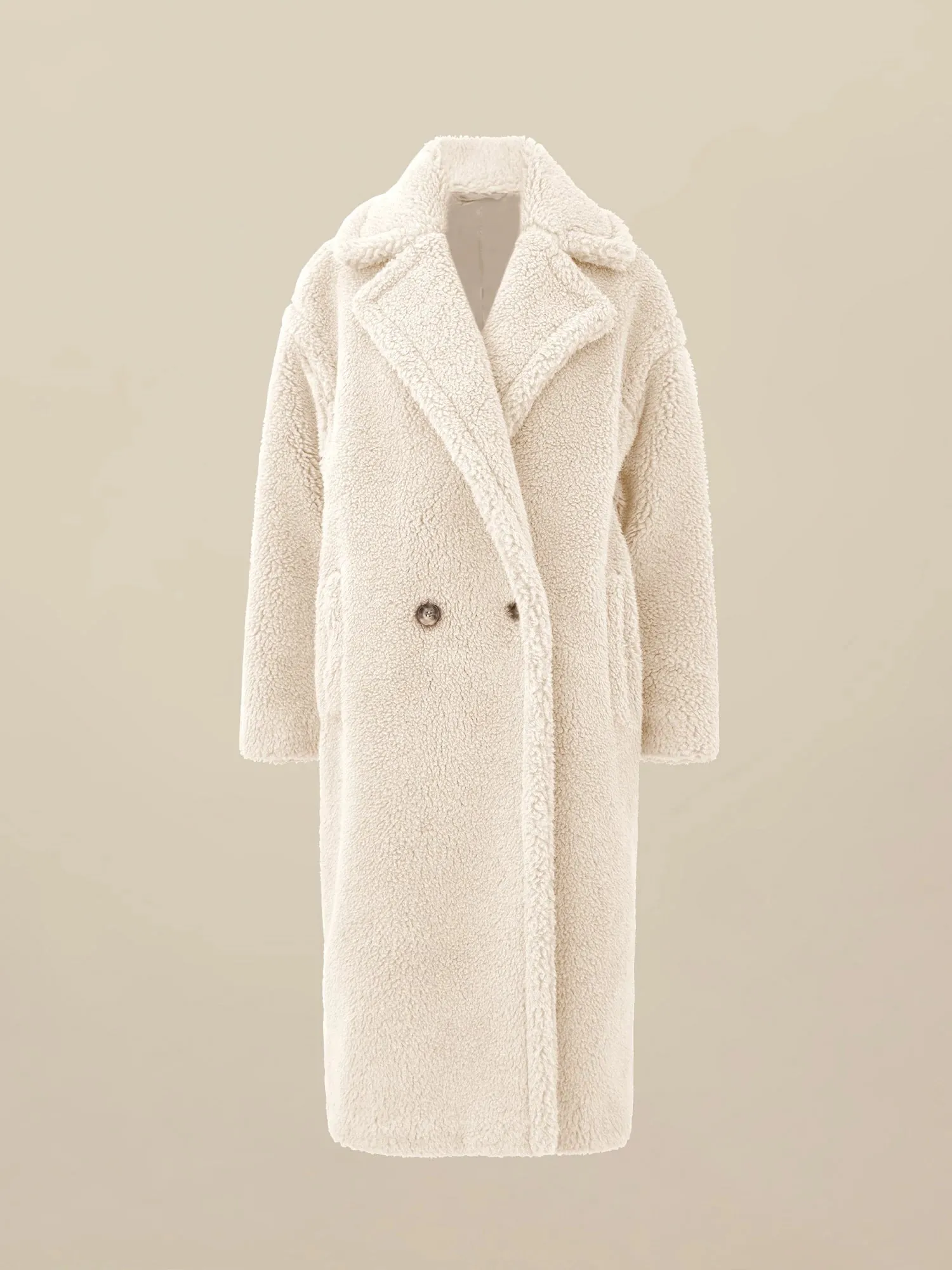 Amoretu Women's 55.4% Wool Notch Lapel Long Sleeve Plush Coat