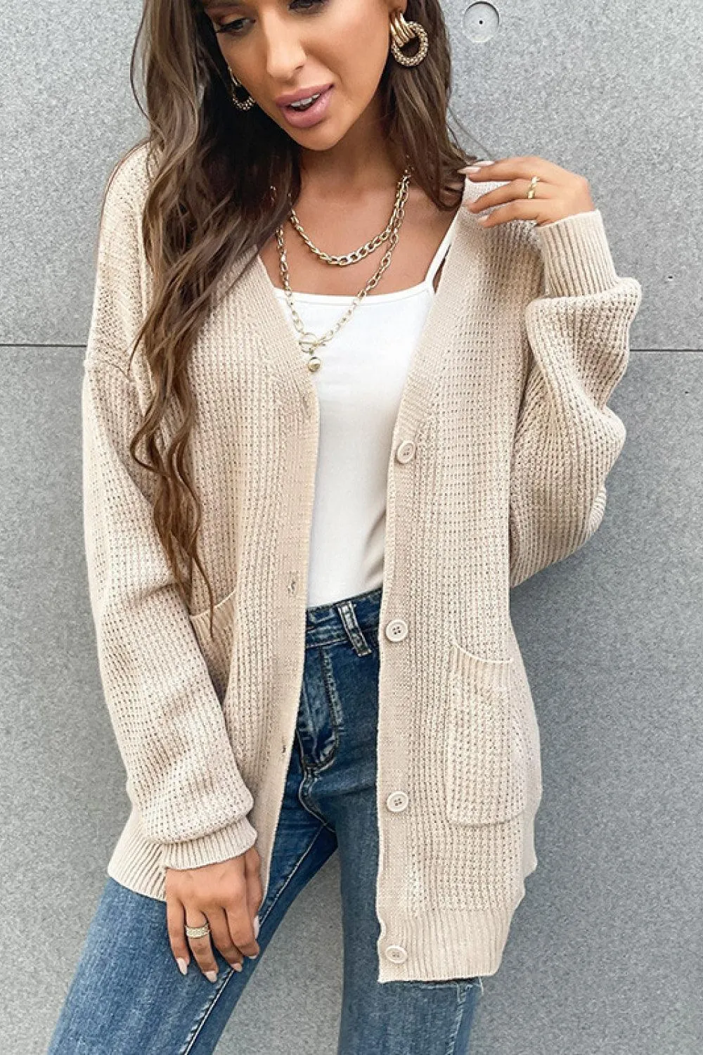 Angelic Waffle Cardigan