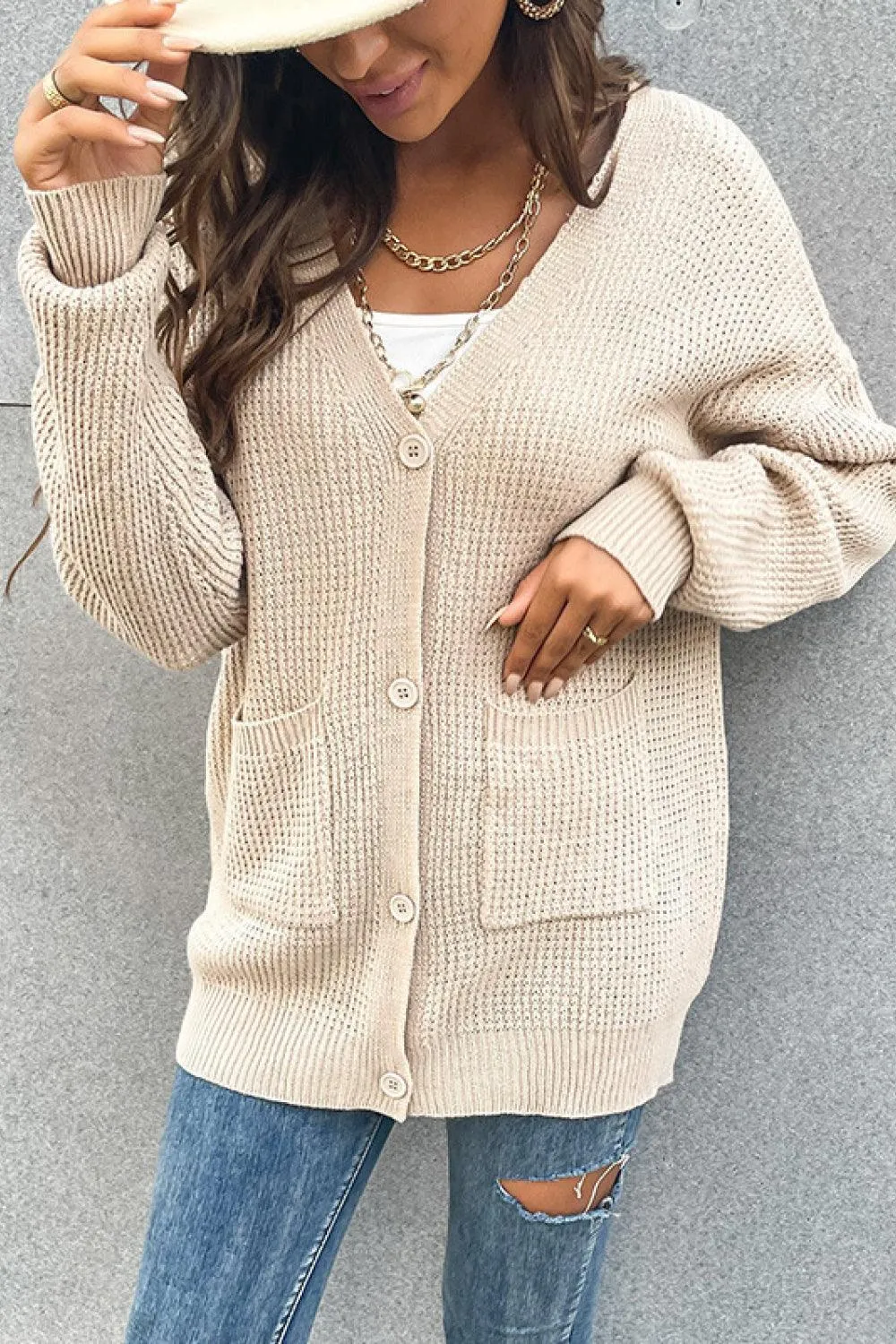 Angelic Waffle Cardigan
