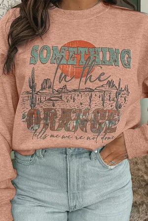 Apricot Pink SOMETHING ORANGE Graphic Relaxed Sweatshirt