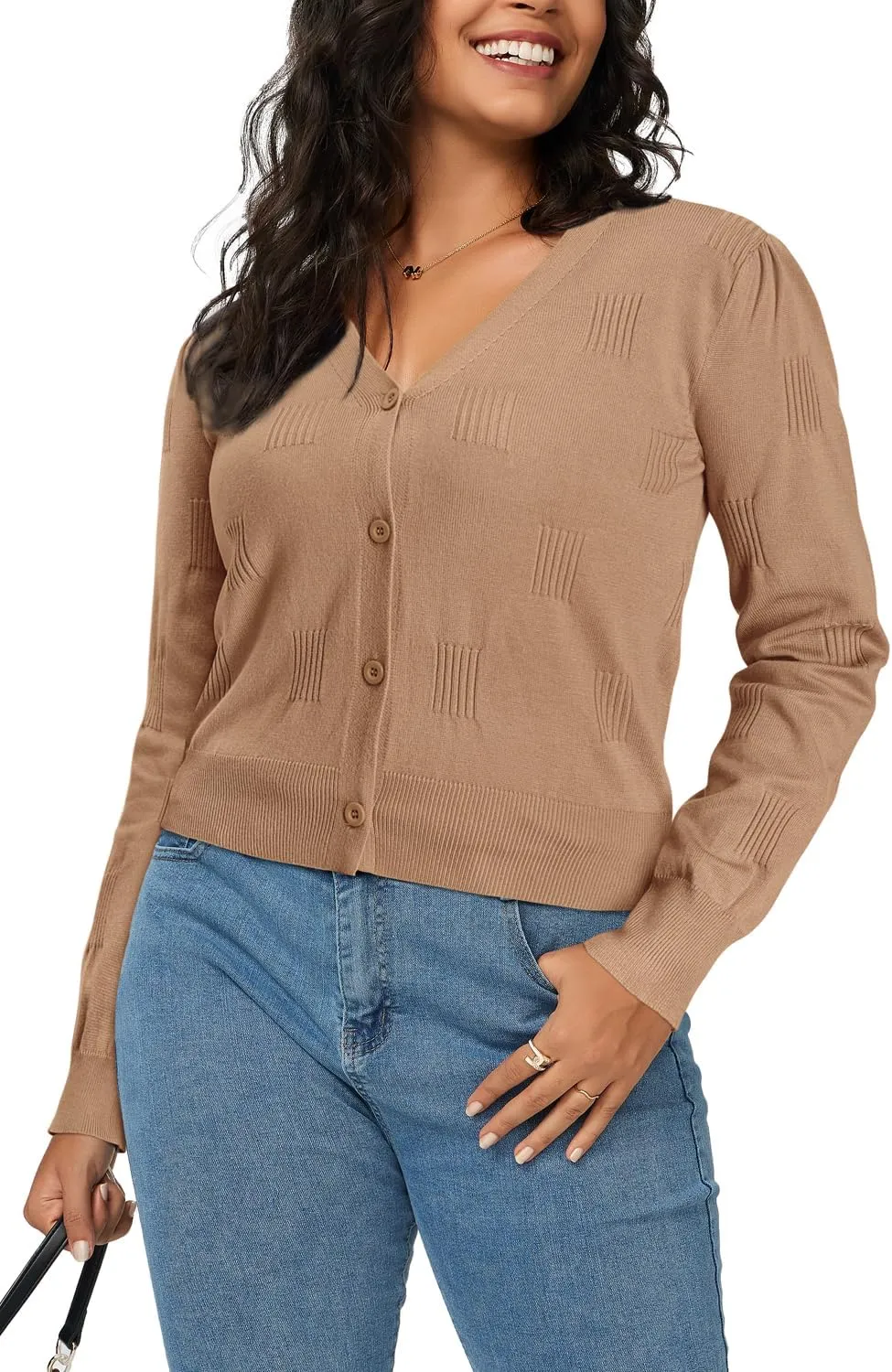 Arach&Cloz Womens Cropped Cardigan Lightweight 2025 Long Sleeve Bolero Shrug Knit Sweater Tops Cozy Clouds