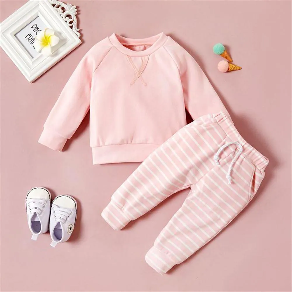 Baby Solid Pullover & Striped Pants