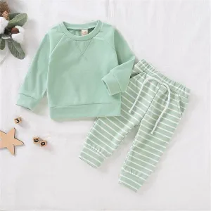 Baby Solid Pullover & Striped Pants