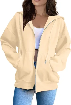 BDNXTV Womens Zip Up Hoodies Long Sleeve Sweatshirts Oversized Sweaters Casual Fashion Jackets Fall Outfits for Women 2024