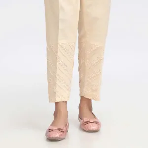Beige Laced Khaddar Slim Fit Trouser PW3602