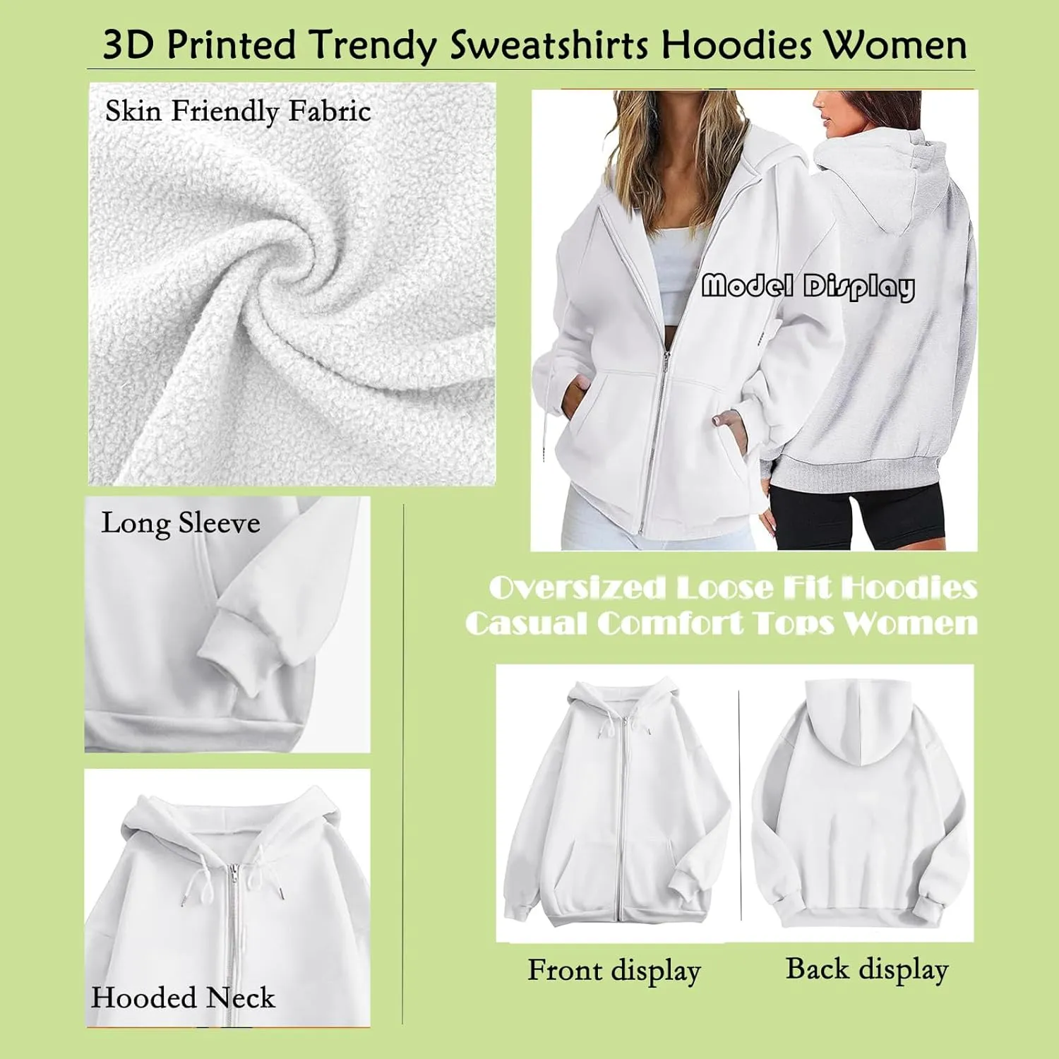 Bengbobar Plus Size Zip Up Hoodies For Women Animal Printed Long Sleeve Hooded Sweatshirts Casual Fashion Jackets Womens