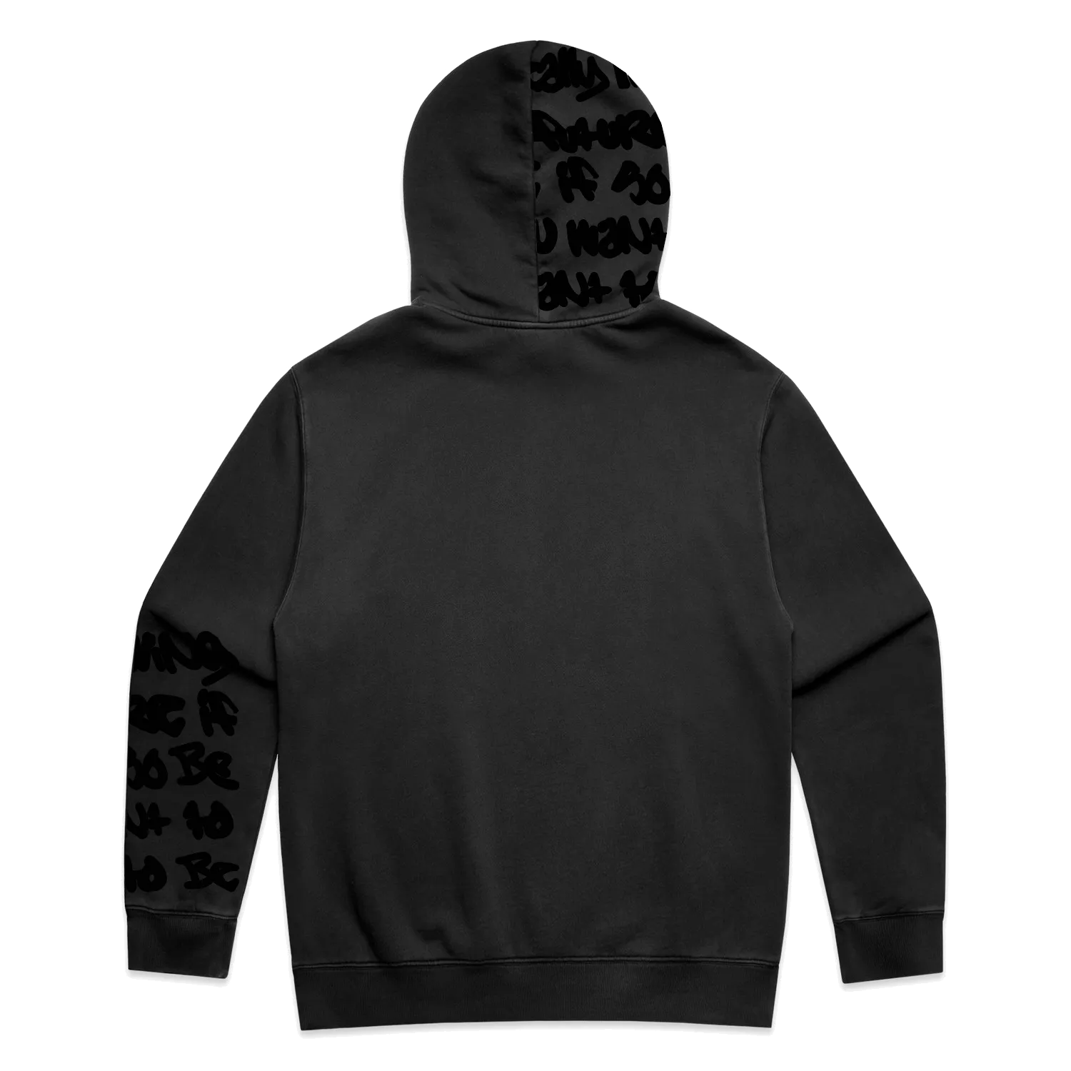 Bionic Faded Black Hoodie - Black Flock Print