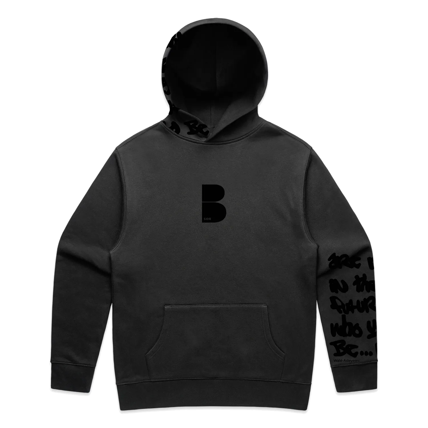 Bionic Faded Black Hoodie - Black Flock Print