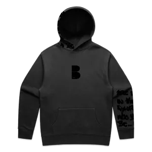 Bionic Faded Black Hoodie - Black Flock Print