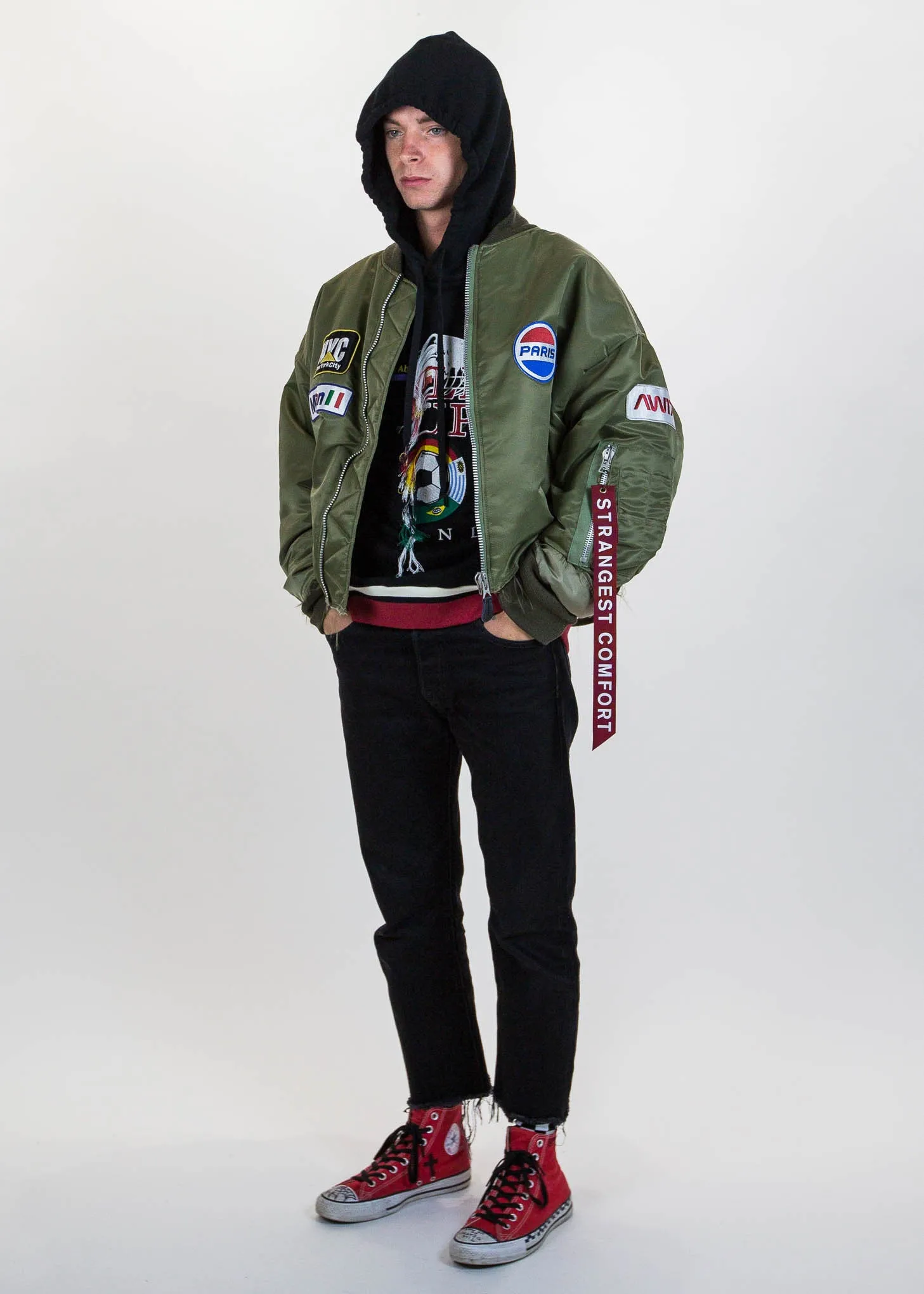Black Double-Faced Embroidery Hoodie