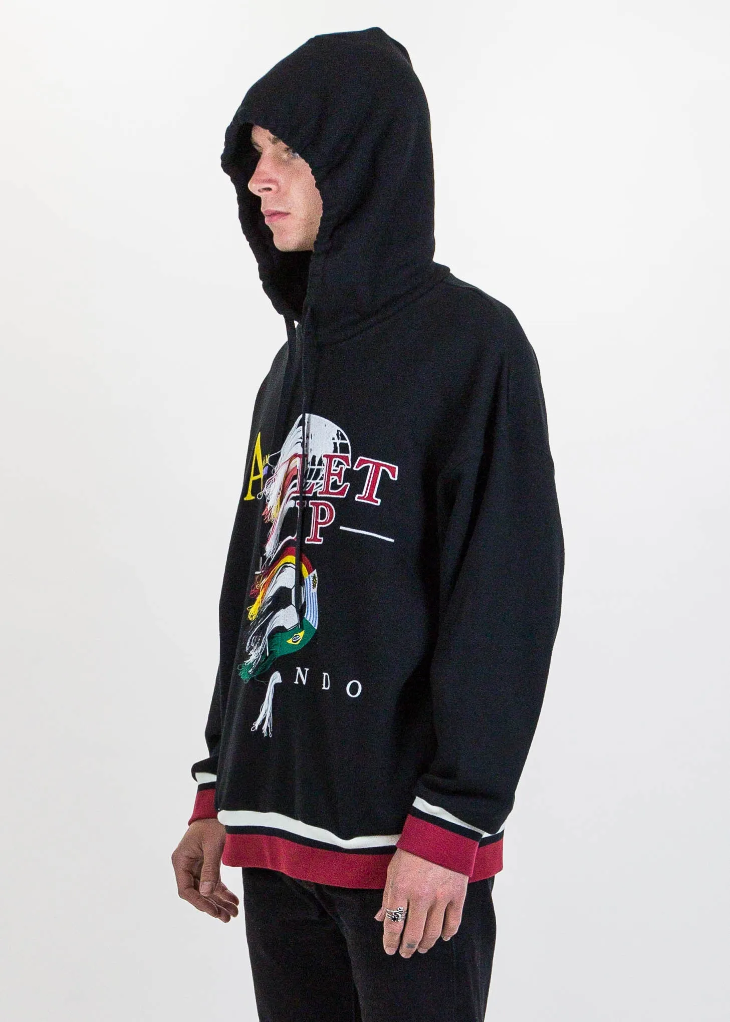 Black Double-Faced Embroidery Hoodie