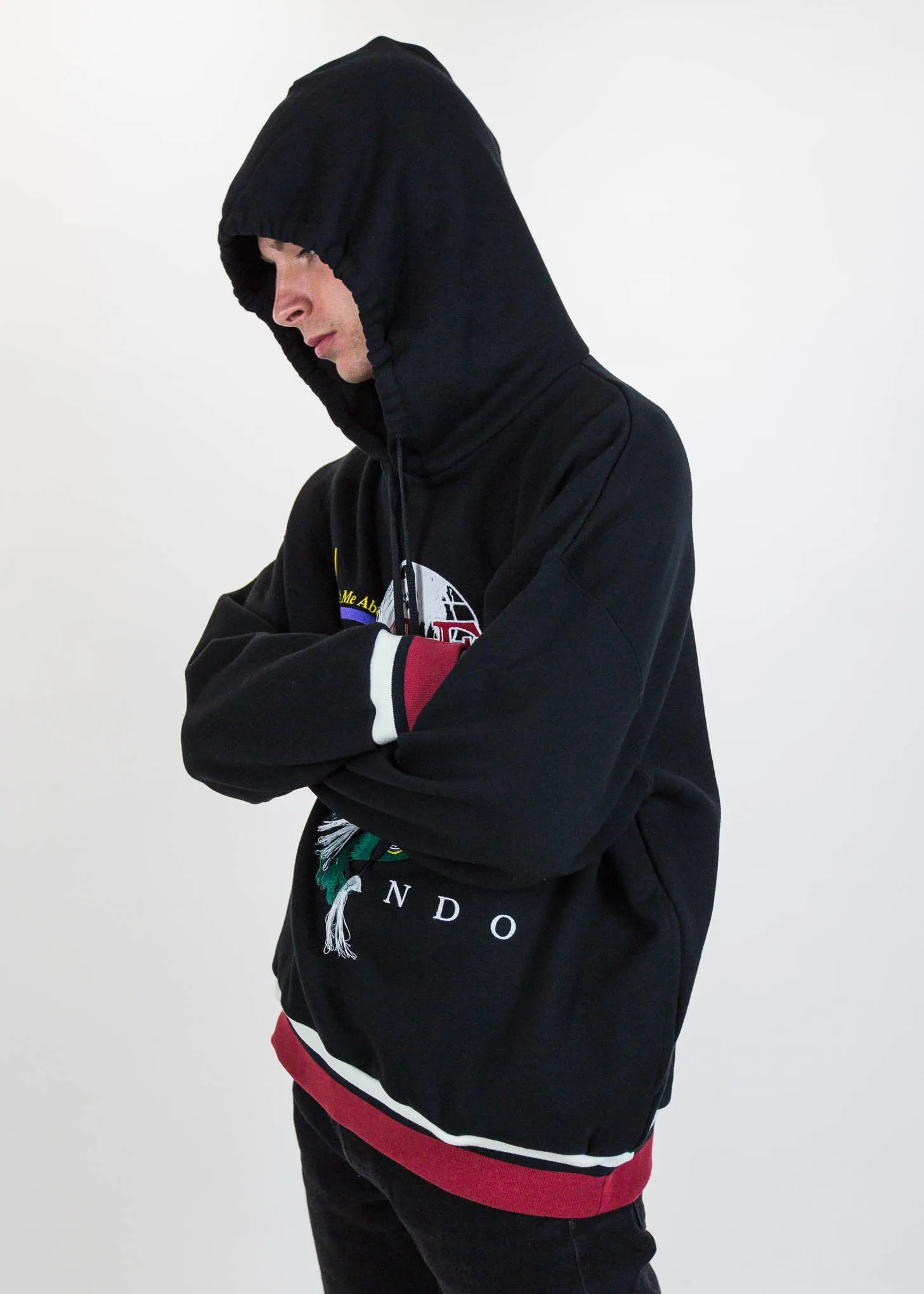 Black Double-Faced Embroidery Hoodie