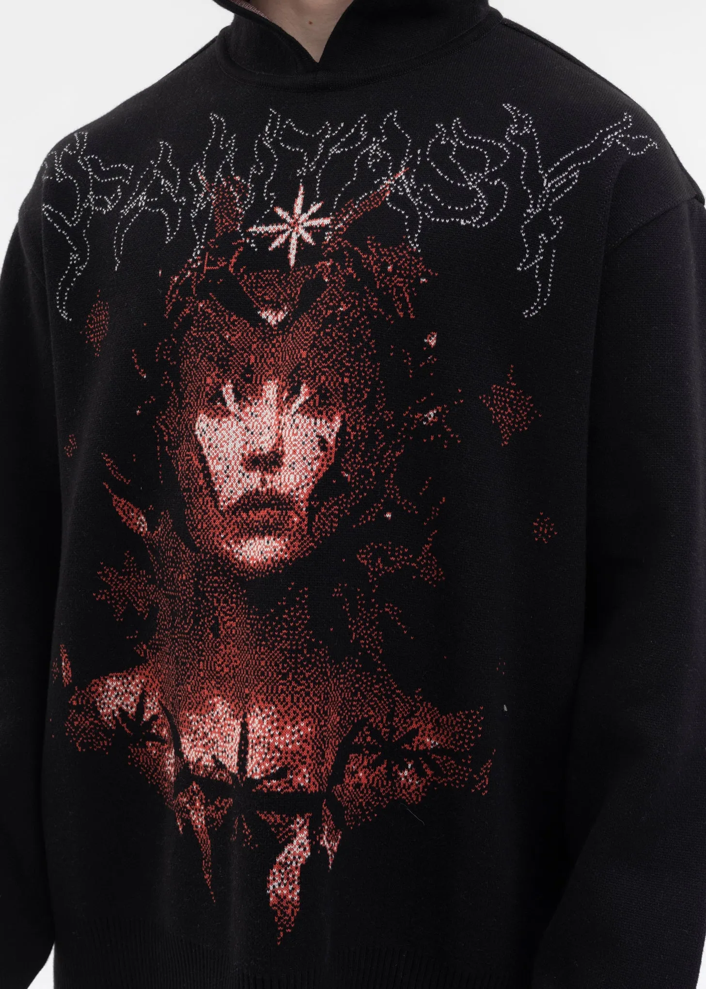 BLACK FANTASY GIRL KNIT HOODIE