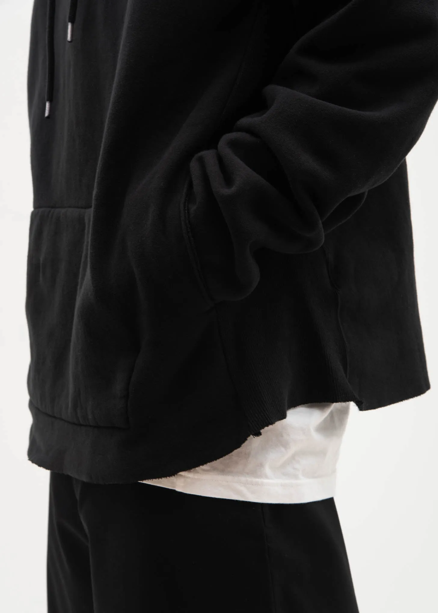 Black Fraying Hoodie