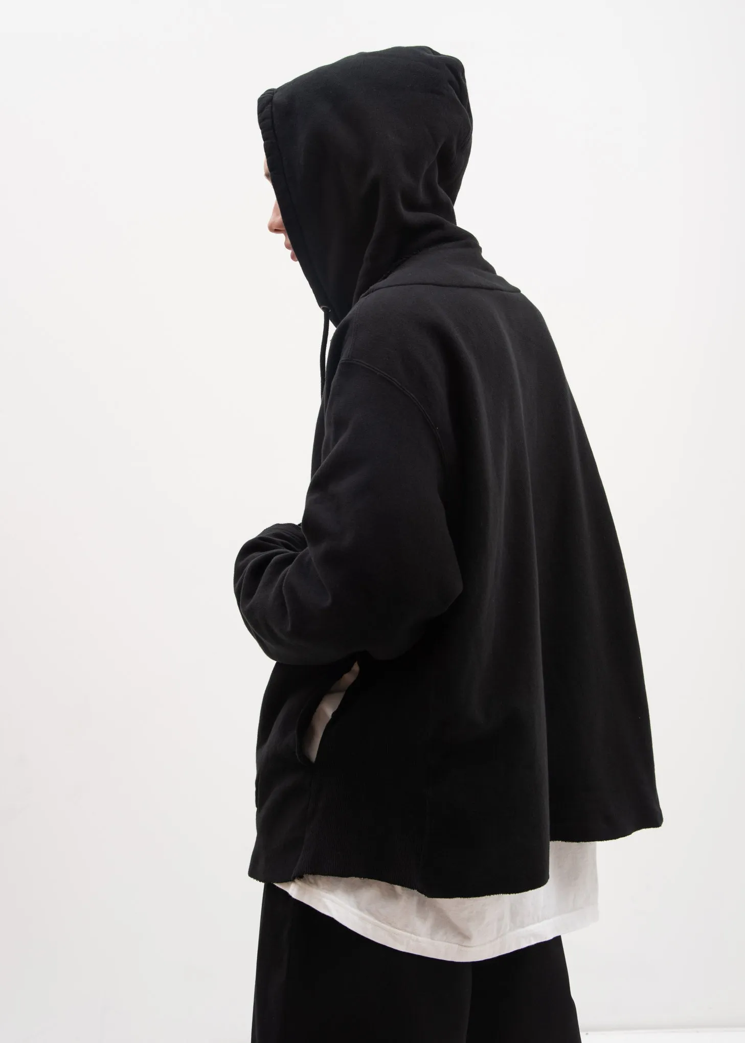 Black Fraying Hoodie