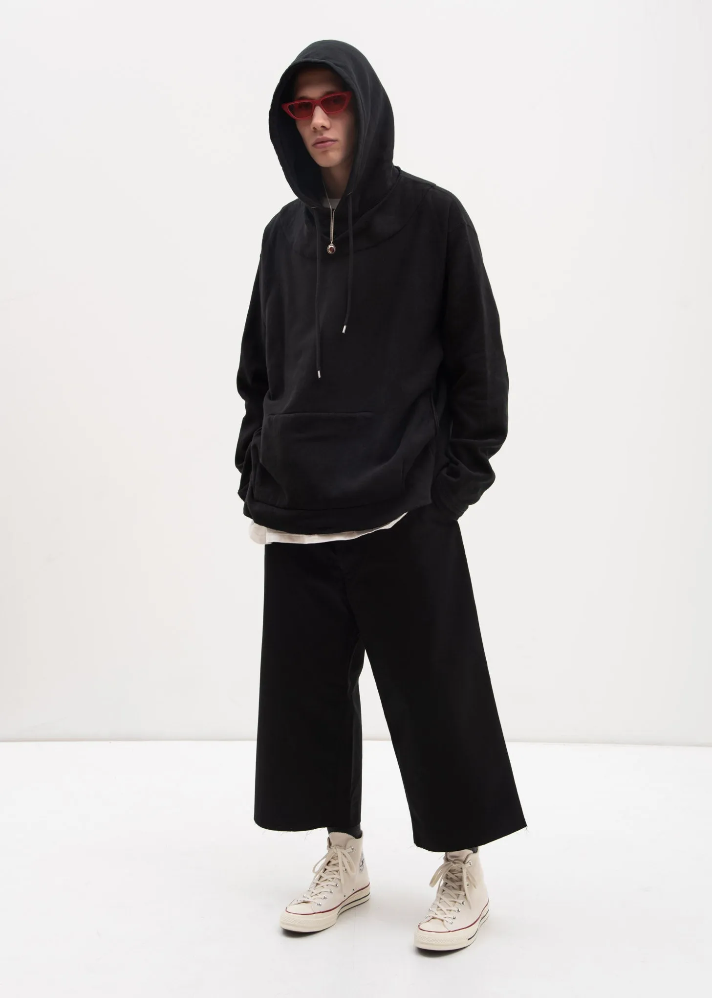 Black Fraying Hoodie