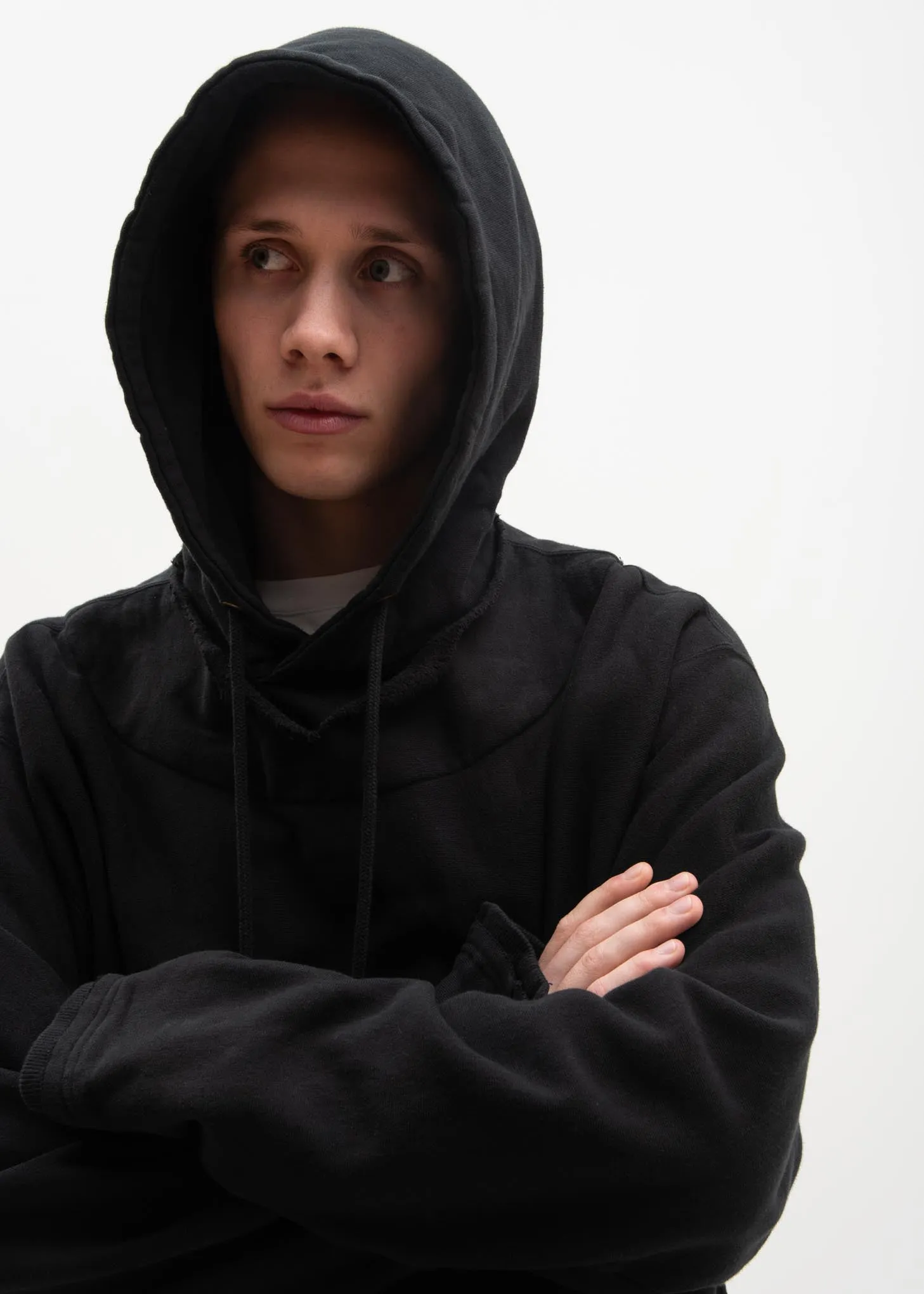 Black Fraying Hoodie