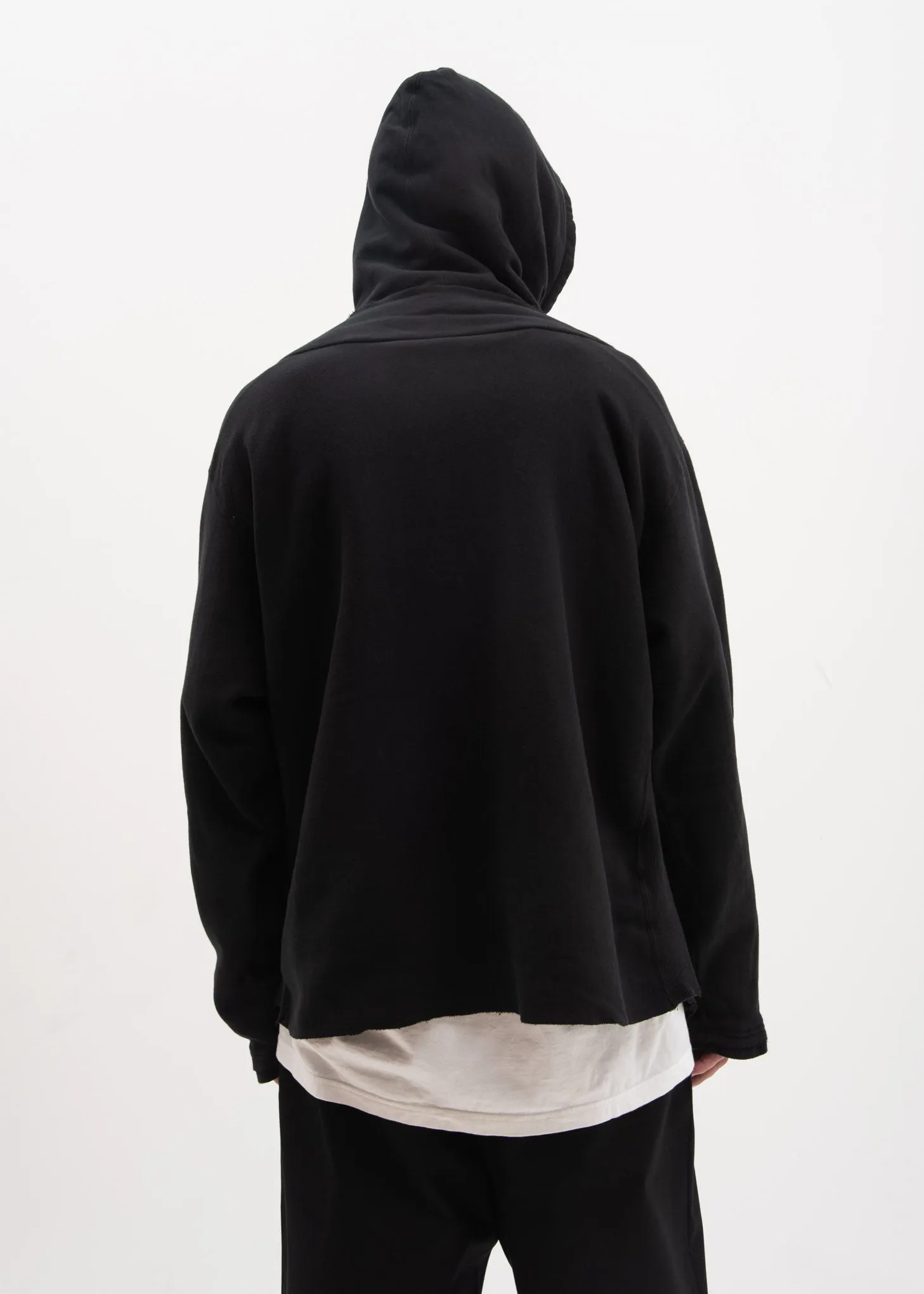 Black Fraying Hoodie