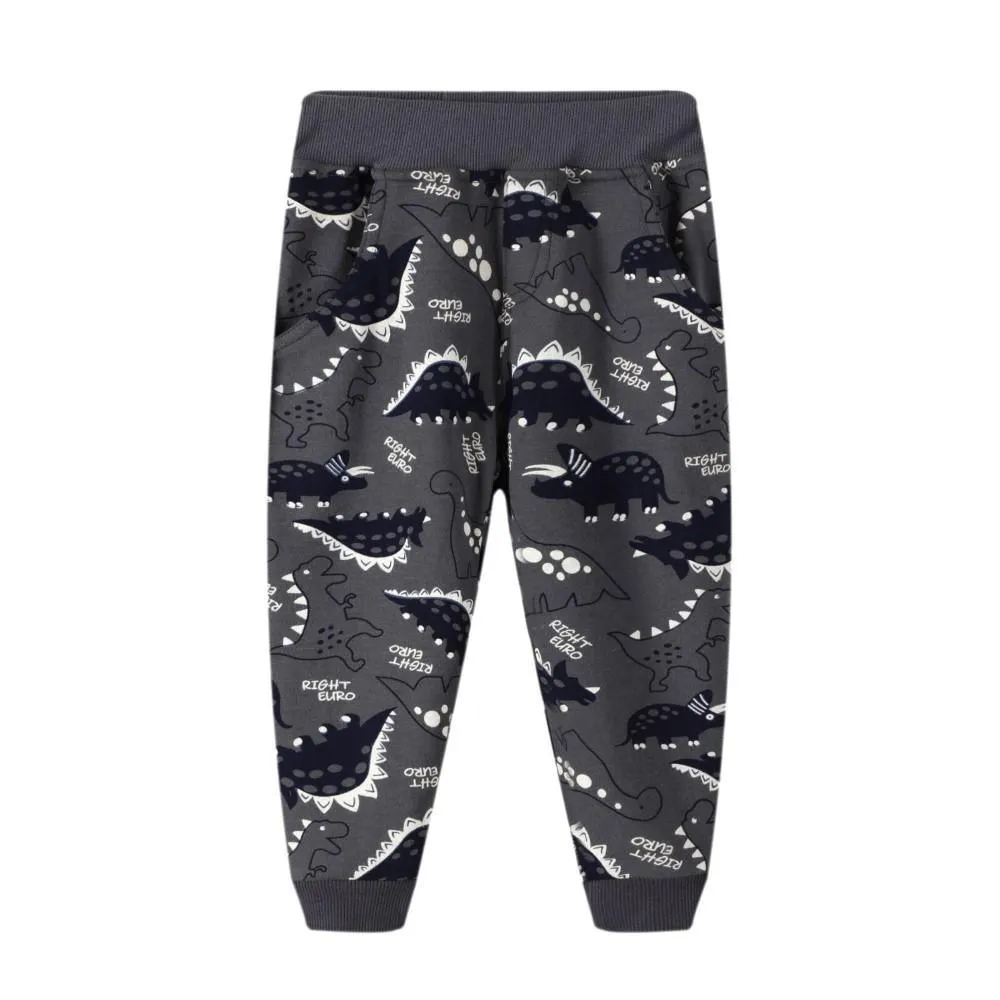 Boys Black Dionsaur Pattern Top & Pants Boys Casual Suits