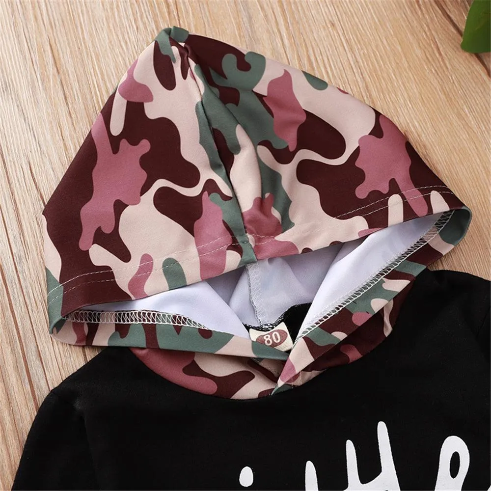 Boys Camo Letter Printed Hooded Top & Pants Baby Boys Clothes Wholesale