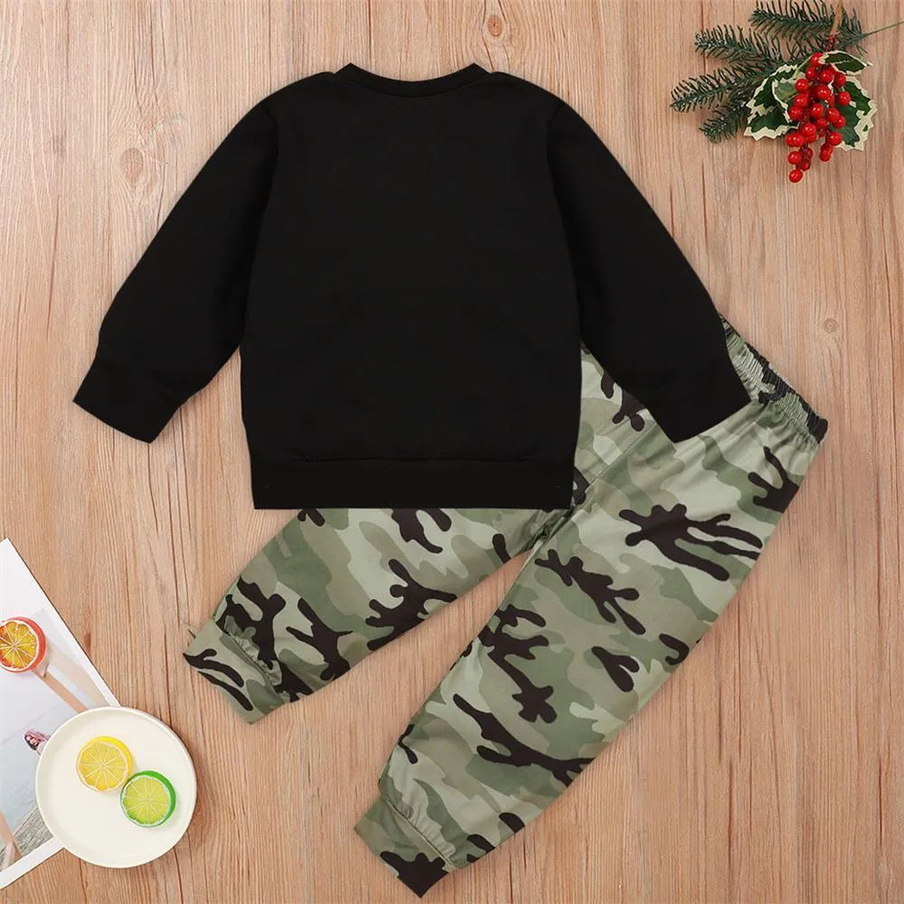 Boys Long Sleeve Camo Crew Neck Top & Pants Wholesale Boys Clothing Suppliers