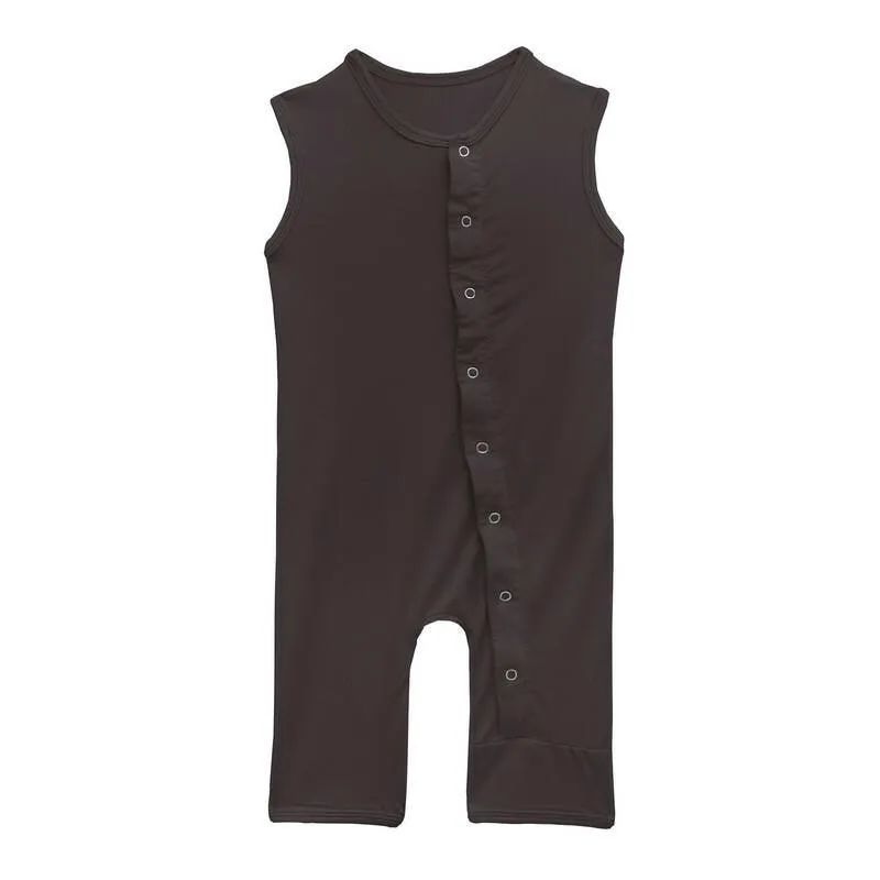 Boy's Solid Bamboo Tank Romper - Midnight (TBD22)