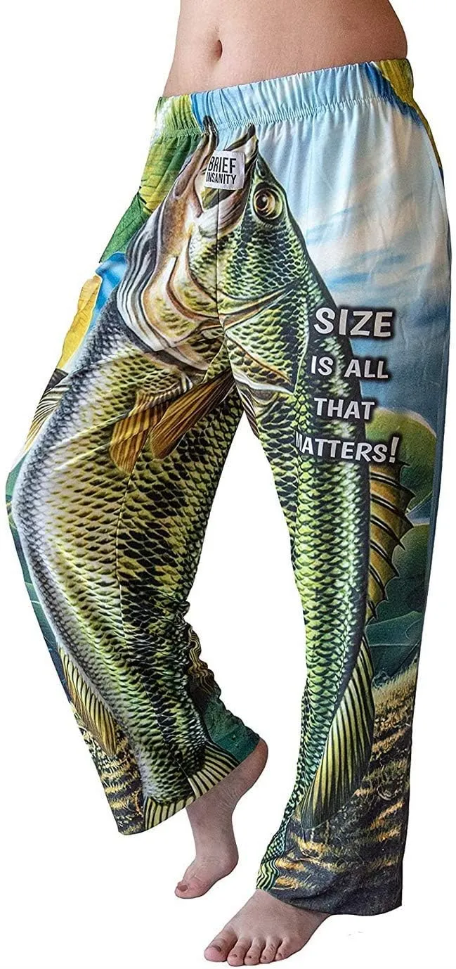BRIEF INSANITY Fish Lounge Pajama Pants for Men | Humorous, Funny, Comfortable - Fishing Loungewear Bottoms