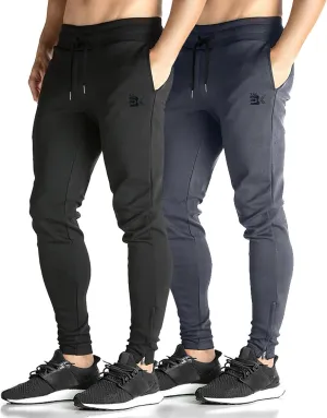 BROKIG Mens Zip Joggers Pants - Casual Gym Workout Track Pants Comfortable Slim Fit Tapered Sweatpants with Pockets