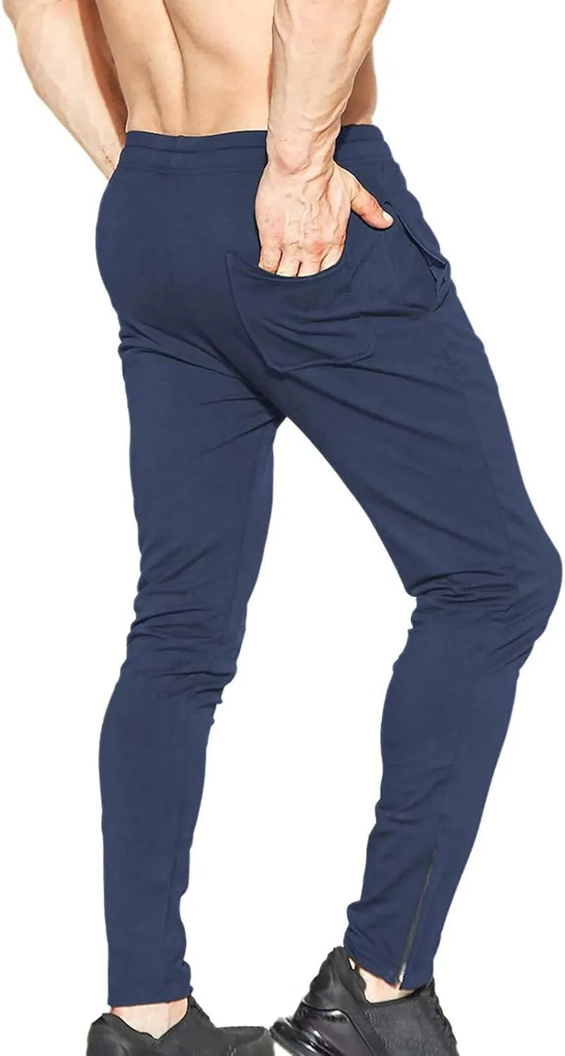 BROKIG Mens Zip Joggers Pants - Casual Gym Workout Track Pants Comfortable Slim Fit Tapered Sweatpants with Pockets