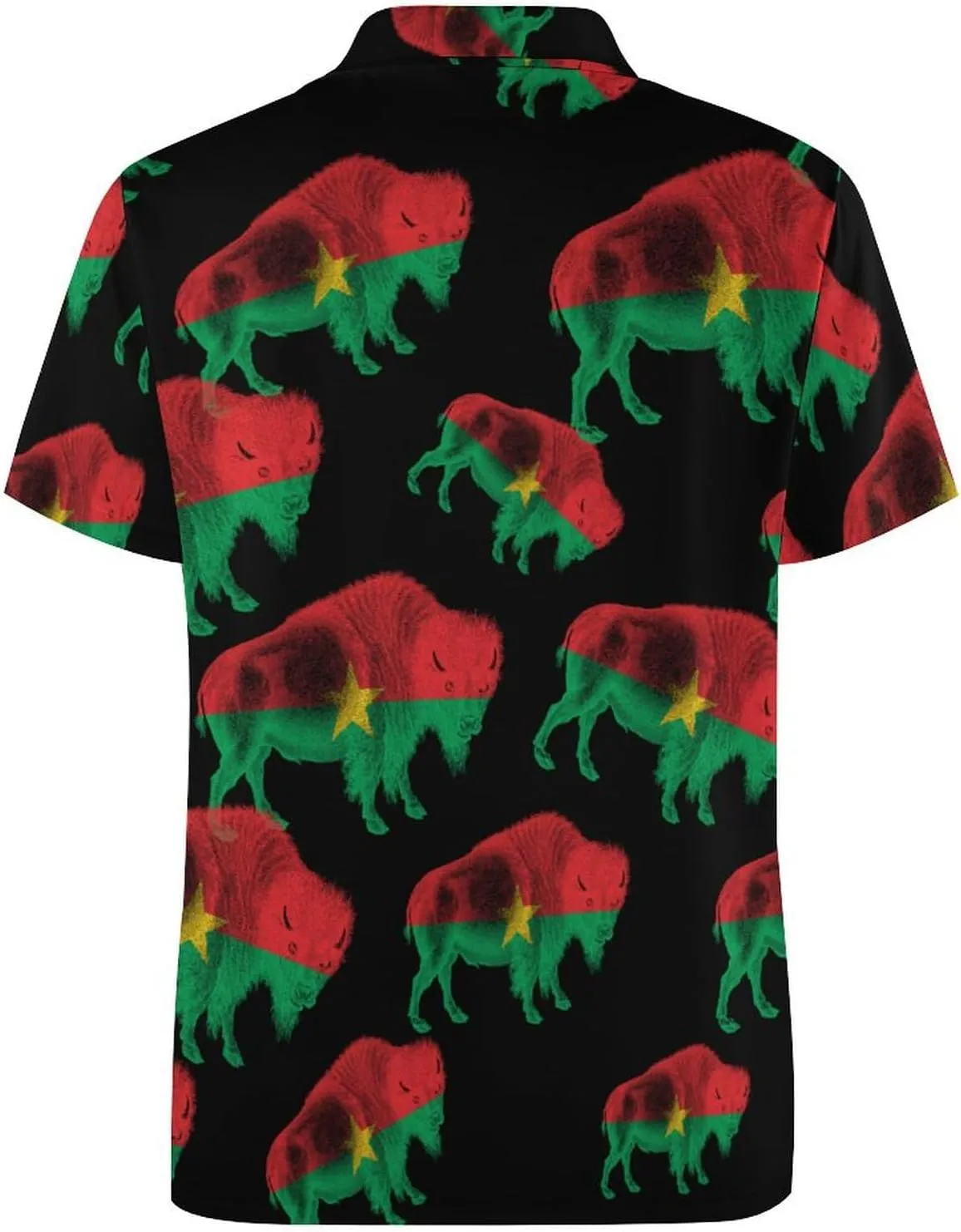 Buffalo Burkina Faso Flag Mens Polo Shirts Quick Dry Short Sleeve T-shirts Slim Tennis Collared Tees Tops