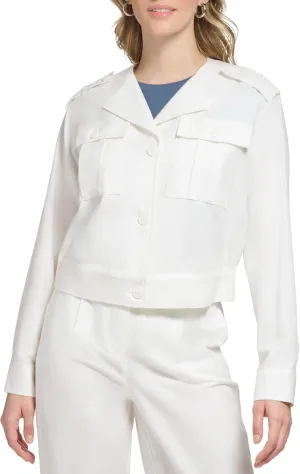 Calvin Klein Women's Essential Comfortable with Pockets Cotton Blend Trucker Jacket