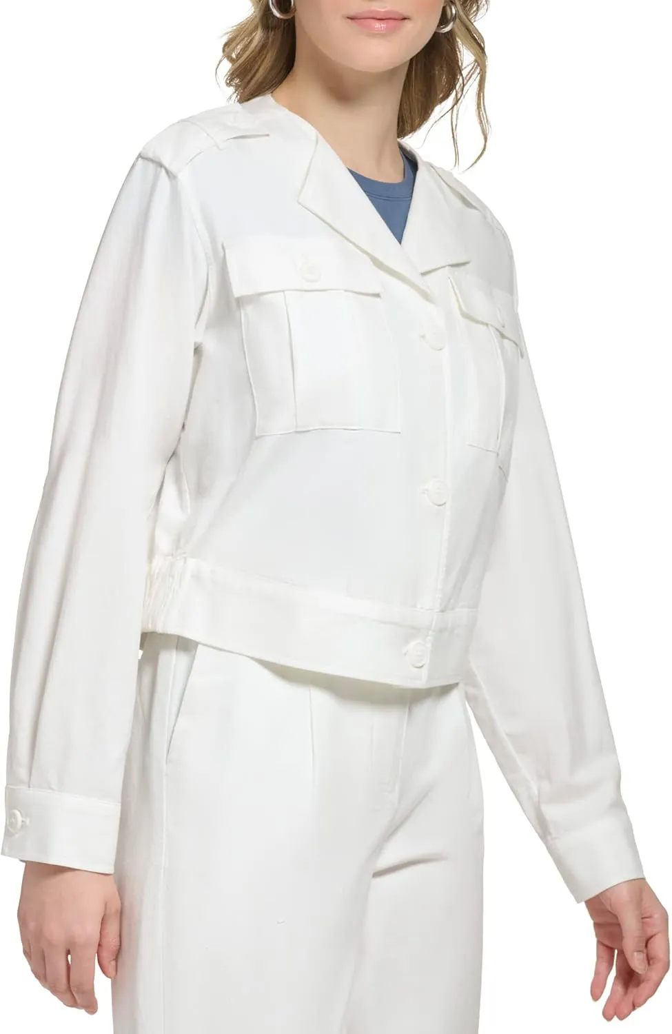 Calvin Klein Women's Essential Comfortable with Pockets Cotton Blend Trucker Jacket