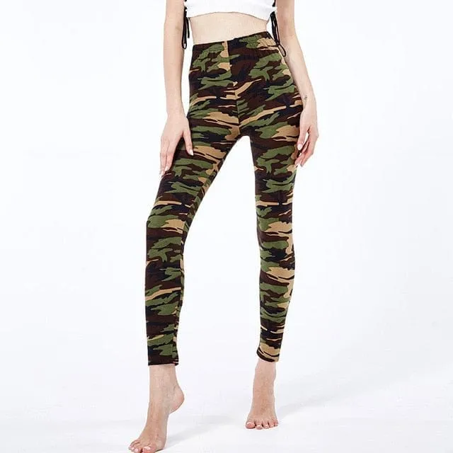 Camouflage Printed Elastic Leggings Camouflage Fitness Pant